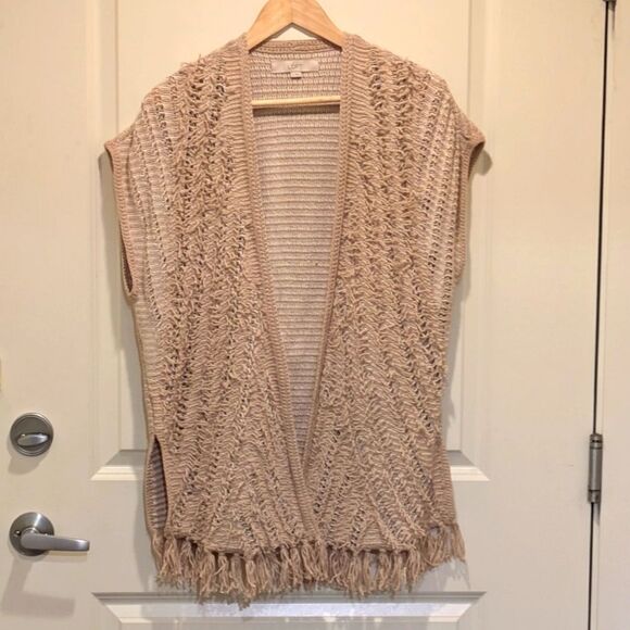 EUC Ann Taylor Loft S Chunky Sparkle Knit Fringed Cardigan - Picture 1 of 4